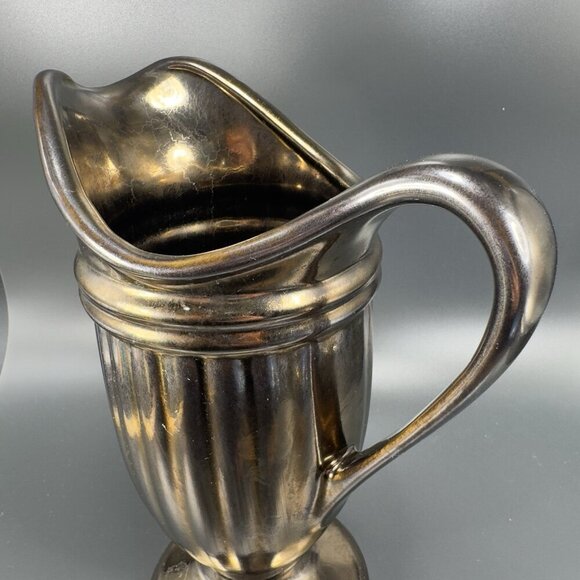Haeger Art Pottery Bronzed Metallic Glaze Urn Pitcher Footed Vase Vintage Decor - Picture 14 of 16